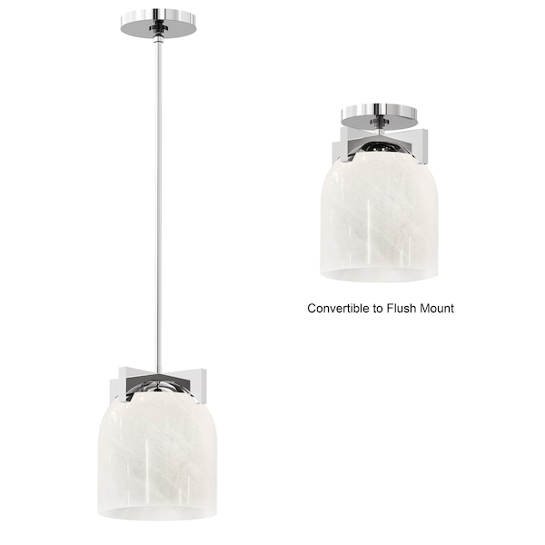 Scoop 1-Light Pendant/Flush Mount, Polished Chrome